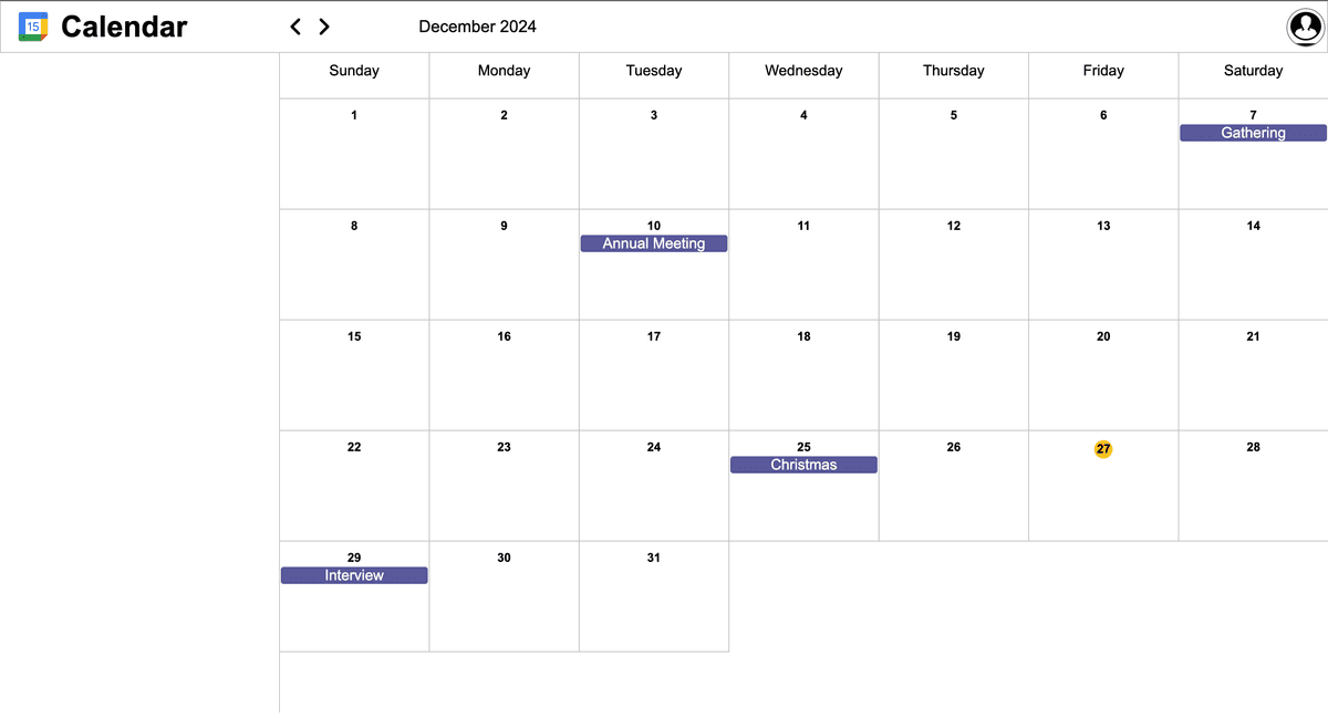 Google Calendar Clone